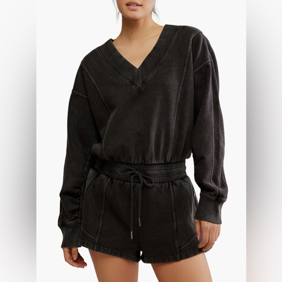 Free People Pants - Free People Black Long Sleeve Romper